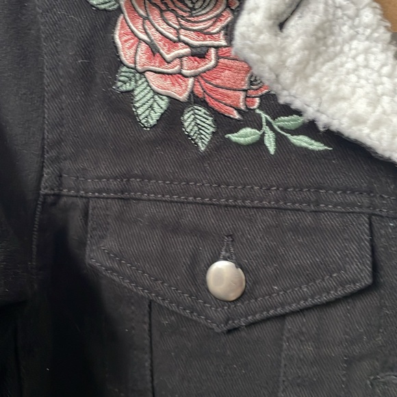 Twik Black Denim Jacket with Fuzzy Collar - Picture 3 of 10